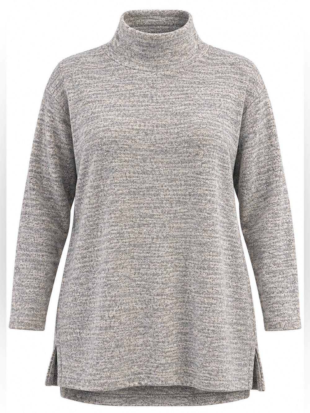Ava & Viv 1X Grey Marled Mock Neck Tunic Sweater Metallic Knit Plus Size